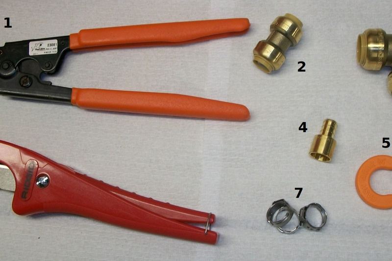 PEX installation tools and fittings